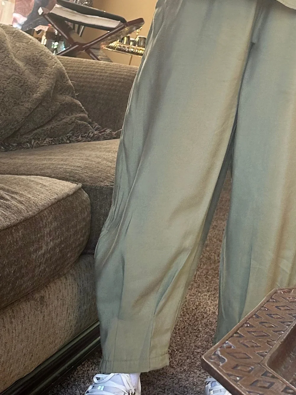 Relaxed Olive Green Matching Set with Light Beige Crossbody